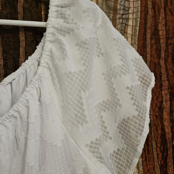 Lane Bryant White Flowy Boho Textured Lined Blouse Plus Size 18 - Picture 4 of 5